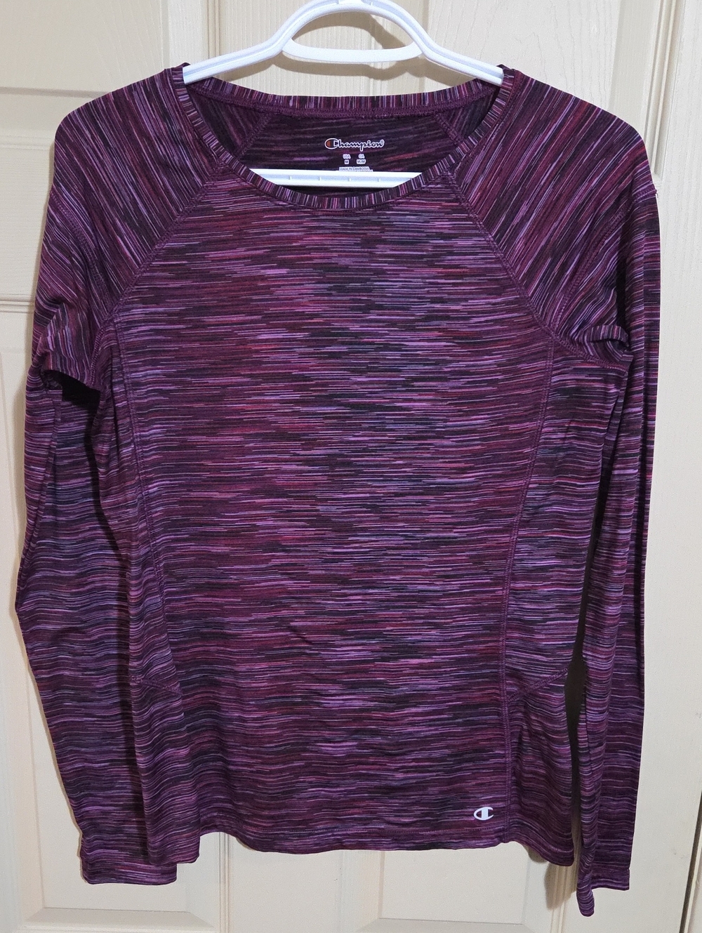 Champion Purple Space-Dye Long Sleeve Athletic Top